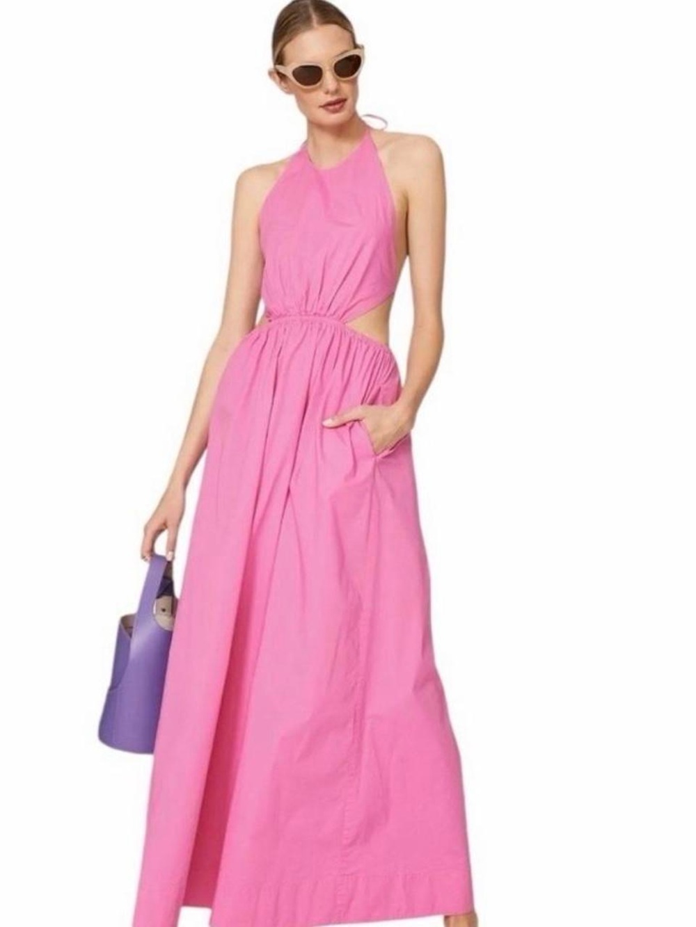 STAUD Pink Halter Cutout Maxi Dress - Picture 3 of 7